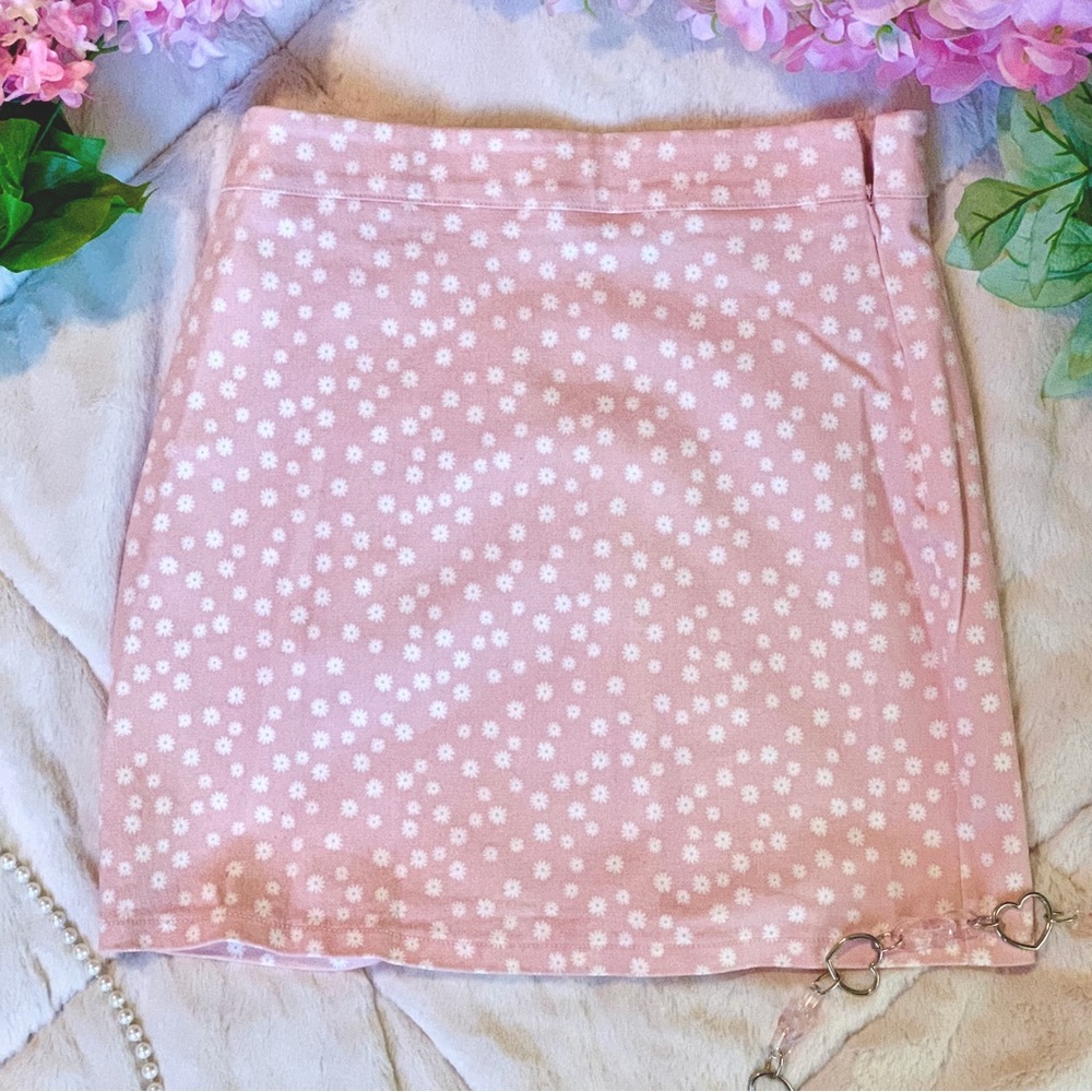 FOREVER 21 baby pink flower print pencil skirt